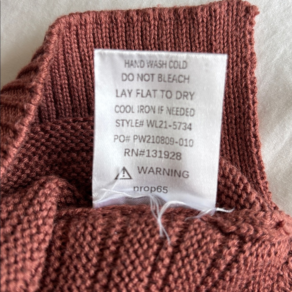 Ribbed Ruffle Neck Sweater - Rust - Picture 5 of 6